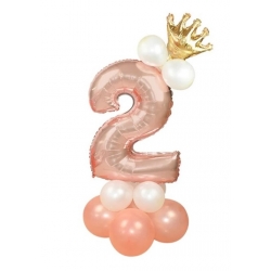 Balony dekoracja na urodziny różowy złoty cyfra 2